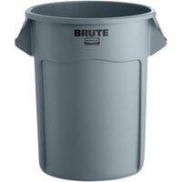 Rubbermaid Commercial BRUTE Trash Can Flat Lid FG265400 55 Gallon Round Gray 