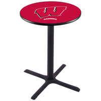 Holland Bar Stool L211B3628WISC-W 30 inch Round University of Wisconsin Pub Table