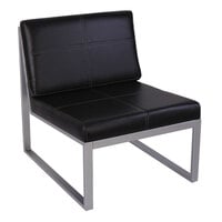 Alera ALERL8319CS Ispara Series Black / Silver Leather Armless Cube Chair