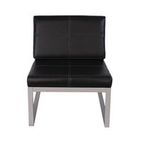 Alera ALERL8319CS Ispara Series Black / Silver Leather Armless Cube Chair
