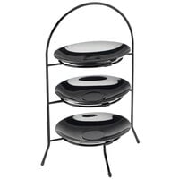 Cal-Mil 977-10-13 Iron Three Tier Black Wire Bowl and Plate Display - 11 3/4" x 11 3/4" x 20"