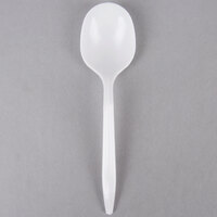 Choice Medium Weight White Plastic Soup Spoon - 100/Pack