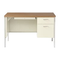 Alera ALESD4524PC 45 1/4 inch x 24 inch Cherry and Putty Single Pedestal Steel Desk