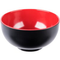Elite Global Solutions JW542T Karma 1.5 Qt. Black and Red Round Two-Tone Melamine Bowl - 6/Case