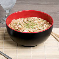 Elite Global Solutions JW542T Karma 1.5 Qt. Black and Red Round Two-Tone Melamine Bowl - 6/Case