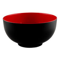Elite Global Solutions JW642T Karma 2 Qt. Black and Red Round Two-Tone Melamine Bowl - 6/Case