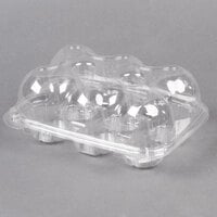 6 Compartment Clear Hinged High Dome Cupcake Container   - 150/Case