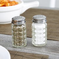 Tablecraft 163S&P 1.5 oz. Nostalgia Glass Salt and Pepper Shaker with Stainless Steel Top   - 4/Pack
