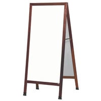 Aarco MLA5 68" x 30" Cherry A-Frame Sign Board with White Write-On Melamine Marker Board