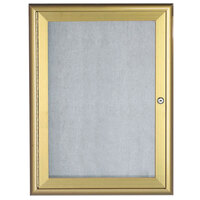 Aarco OWFC3624G 36 inch x 24 inch Gold Enclosed Aluminum Indoor / Outdoor Bulletin Board with Waterfall Style Frame