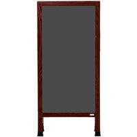 Aarco MA-35SS 42" x 18" Cherry A-Frame Sign Board with Slate Gray Write-On Porcelain Chalk Board