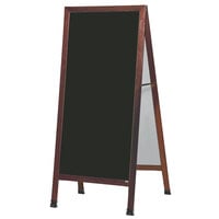 Aarco MLA5SB 68 inch x 30 inch Cherry A-Frame Sign Board with Black Write-On Porcelain Marker Board