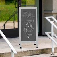 Aarco AA-35SS 42 inch x 18 inch Aluminum A-Frame Sign Board with Slate Gray Write-On Porcelain Chalk Board