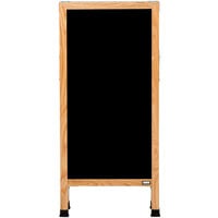 Aarco A-3P 42 inch x 18 inch Oak A-Frame Sign Board with Black Write-On Acrylic Marker Board