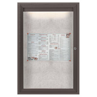 Aarco LODCC3624RBA 36 inch x 24 inch Bronze Enclosed Aluminum Indoor / Outdoor Bulletin Board with LED Lighting