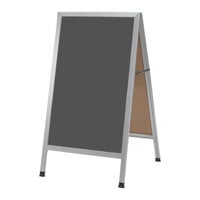 Aarco AA-1SS 42" x 24" Aluminum A-Frame Sign Board with Slate Gray Write-On Porcelain Chalk Board
