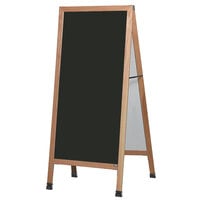 Aarco LA5SB 68 inch x 30 inch Oak A-Frame Sign Board with Black Write-On Porcelain Marker Board