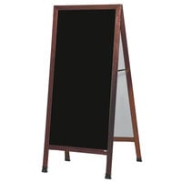 Aarco MLA11 68 inch x 30 inch Cherry A-Frame Sign Board with Black Write-On Melamine Marker Board