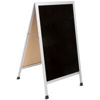 Aarco AA-1BP 42 inch x 24 inch Aluminum A-Frame Sign Board with Black Write-On Acrylic Marker Board
