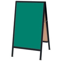 Aarco BA-1G 42 inch x 24 inch Black Aluminum A-Frame Sign Board with Green Write-On Chalk Board