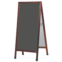 Aarco MLA1SS 68" x 30" Cherry A-Frame Sign Board with Slate Gray Write-On Porcelain Chalk Board
