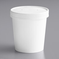 Choice 16 oz. Double Poly-Coated White Paper Food Cup with Vented Paper Lid - 250/Case