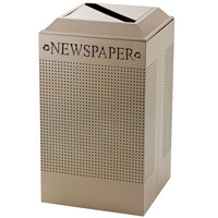 Rubbermaid FGDCR24PDP Silhouettes Desert Pearl Square Designer Recycling Receptacle - Paper 29 Gallon
