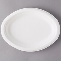 Eco Products EP-P009 10 inch x 7 inch Oval White Compostable Sugarcane Plate - 500/Case