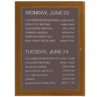 Aarco OADCO3624L 36" x 24" Enclosed Hinged Locking 1 Door Aluminum with Powder Coated Oak Finish Outdoor Directory Board with Black Vinyl Letter Board and 3/4" Letters