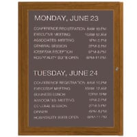 Aarco OADCO3630L 36" x 30" Enclosed Hinged Locking 1 Door Aluminum with Powder Coated Oak Finish Outdoor Directory Board with Black Vinyl Letter Board and 3/4" Letters