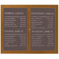 Aarco OADCO3660L 36" x 60" Enclosed Hinged Locking 2 Door Aluminum with Powder Coated Oak Finish Outdoor Directory Board with Black Vinyl Letter Board and 3/4" Letters