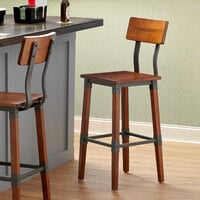 Lancaster Table & Seating Rustic Industrial Bar Height Chair With Antique Walnut Finish