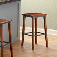 Lancaster Table & Seating Rustic Industrial Backless Bar Stool with Antique Walnut Finish
