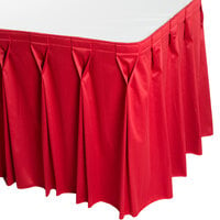 Snap Drape 5412EG29W3-001 Wyndham 17' 6 inch x 29 inch Red Bow Tie Pleat Table Skirt with Velcro® Clips