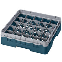 Cambro 25S318414 Camrack 3 5/8 inch High Customizable Teal 25 Compartment Glass Rack