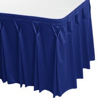 Snap Drape 5412EG29W3-572 Wyndham 17' 6 inch x 29 inch Royal Blue Bow Tie Pleat Table Skirt with Velcro® Clips