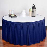 Snap Drape 5412EG29W3-572 Wyndham 17' 6 inch x 29 inch Royal Blue Bow Tie Pleat Table Skirt with Velcro® Clips