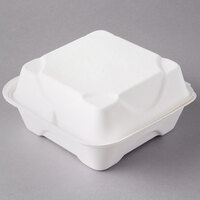 Eco Products EP-HC6 6 inch x 6 inch x 3 inch White Compostable Sugarcane Takeout Container - 500/Case