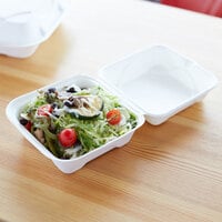 Eco Products EP-HC6 6 inch x 6 inch x 3 inch White Compostable Sugarcane Takeout Container - 500/Case