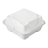 Eco-Products EP-HC6 6" x 6" x 3" White Compostable Sugarcane Takeout Container - 500/Case