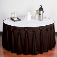 Snap Drape 5412EG29W3-005 Wyndham 17' 6 inch x 29 inch Brown Bow Tie Pleat Table Skirt with Velcro® Clips