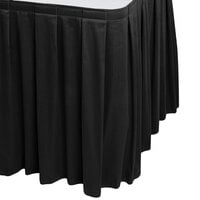 Snap Drape 5412CE29B3-01414 Wyndham 13' x 29 inch Black Box Pleat Table Skirt with Velcro® Clips