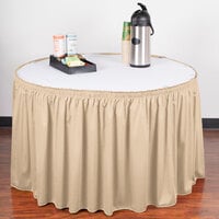 Snap Drape 5412CE29S3-770 Wyndham 13' x 29 inch Cream Shirred Pleat Table Skirt with Velcro® Clips