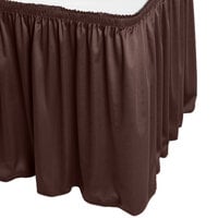 Snap Drape 5412GC29S3-005 Wyndham 21' 6" x 29" Brown Shirred Pleat Table Skirt with Velcro® Clips