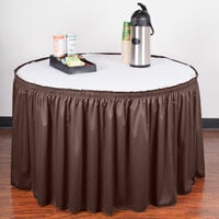 Snap Drape 5412CE29S3-005 Wyndham 13' x 29 inch Brown Shirred Pleat Table Skirt with Velcro® Clips
