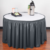 Snap Drape 5412CE29S3-583 Wyndham 13' x 29 inch Slate Blue Shirred Pleat Table Skirt with Velcro® Clips