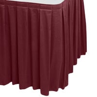 Snap Drape 5412CE29B3-046 Wyndham 13' x 29 inch Burgundy Box Pleat Table Skirt with Velcro® Clips