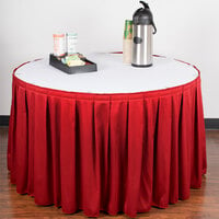 Snap Drape 5412CE29B3-001 Wyndham 13' x 29 inch Red Box Pleat Table Skirt with Velcro® Clips