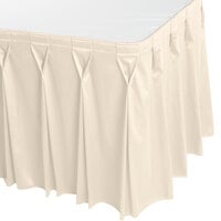 Snap Drape 5412CE29W3-756 Wyndham 13' x 29 inch Bone Bow Tie Pleat Table Skirt with Velcro® Clips