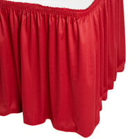 Snap Drape 5412CE29S3-001 Wyndham 13' x 29" Red Shirred Pleat Table Skirt with Velcro® Clips